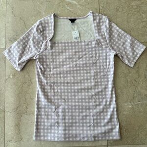 Ann Taylor White/Lilac Checkered Top in size S